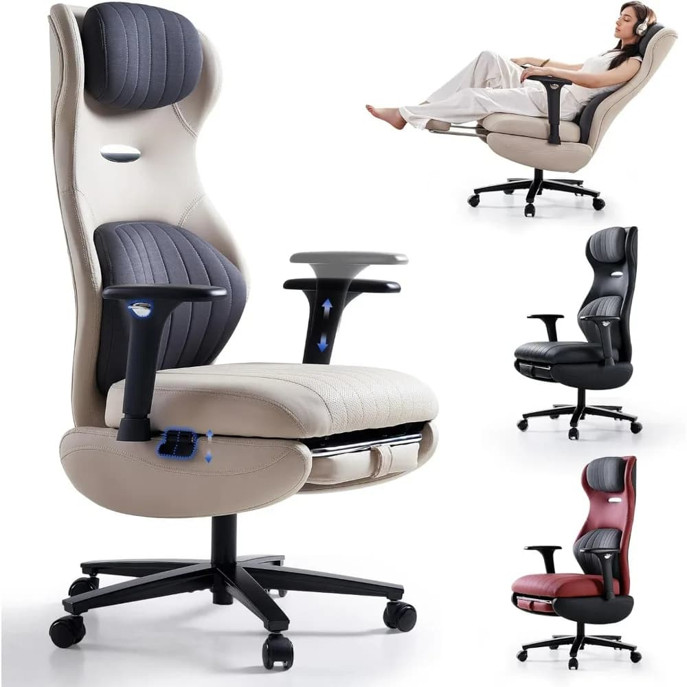 Sedia da ufficio ergonomica con poggiapiedi Sedia da ufficio reclinabile con braccioli regolabili e poggiatesta Sedia da gioco con schienale alto e schienale alto con lombro
