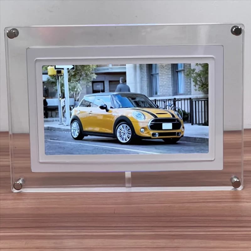 Cornice per foto digitale DIGIT-IPS con sincronizzazione musicale Luce ambientale a LED Rotazione automatica Riproduzione video/foto da 4 GB Spina americana