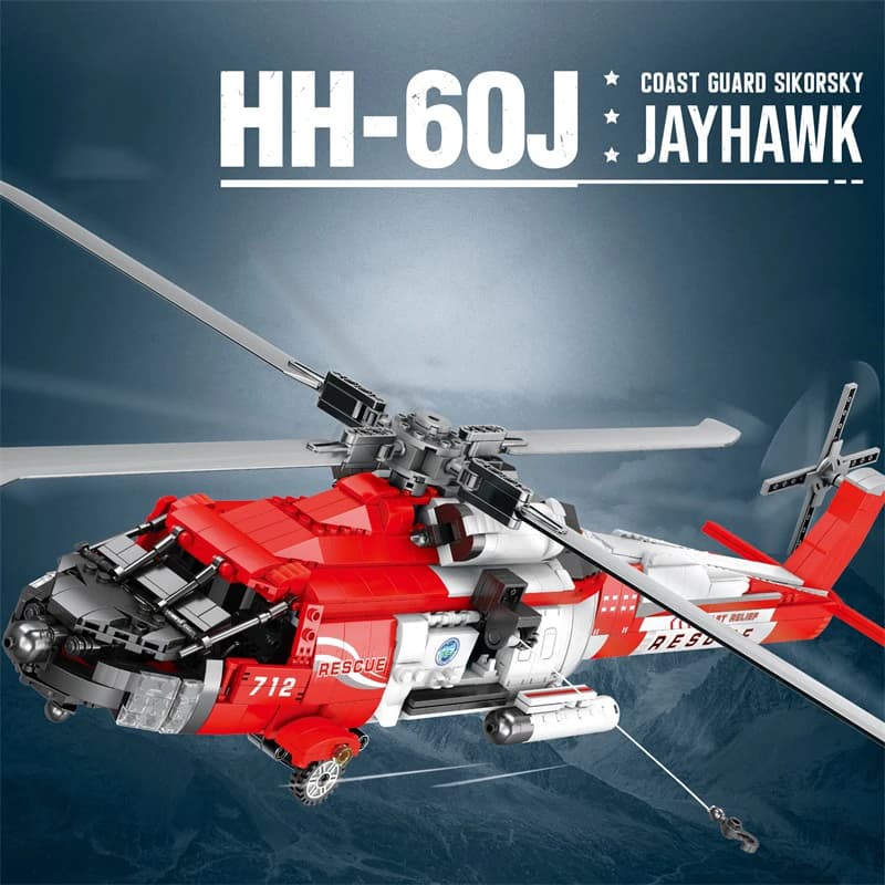 1093PCS HH-60J Black Hawk Elicottero Building Blocks Militare Coastal Elicottero Modello Classico Mattoni Giocattoli Per Bambini Regali di Festa