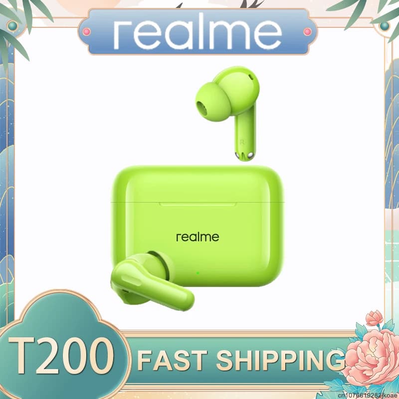 realme Buds T200 Auricolari Wireless Bluetooth 5.4 Cuffie ANC con cancellazione attiva del rumore Cuffie LDAC ad alta risoluzione 530mAh Standby lungo