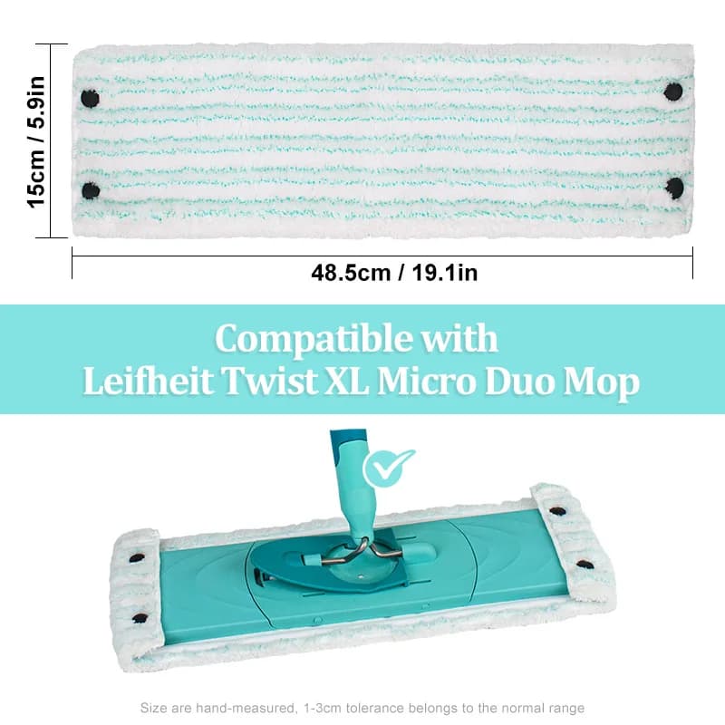 Mop testa di ricambio piatta per Leifheit Clean Twist XL MicroDuo tampone per la pulizia a secco e a umido forniture per la pulizia del pavimento della casa 48.5 x15cm