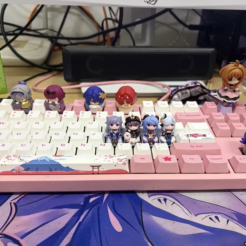 Genshin Impact Keycap Keqing Ganyu Shenhe Hu Tao Furina De Fontaine Qiqi Custom Mechanical Keyboard Animation Game Keycap 3d