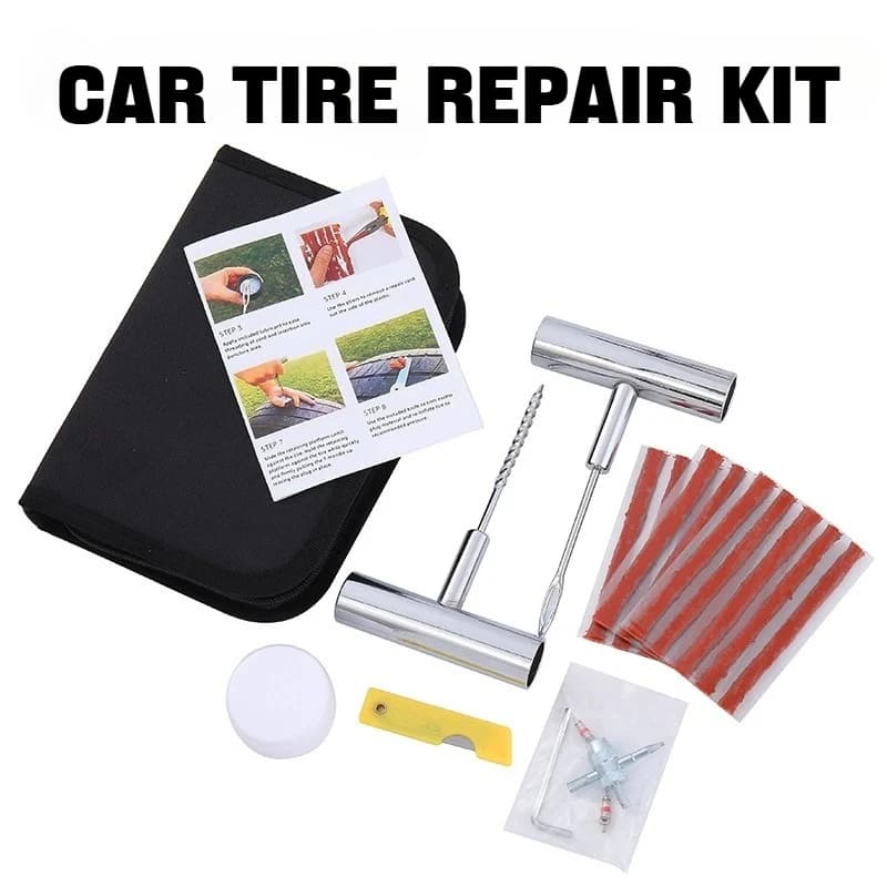 Kit Riparazione Pneumatici da 24, 46 o 62 Pezzi, Set Attrezzi per Riparazione Forature Auto, Moto, Bici, Accessori da Garage, Strumento di Emergenza