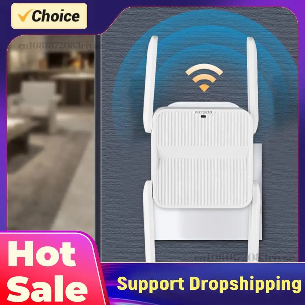 Ripetitore WiFi 6 1500Mbps Dual Band 2.4G/5GHz, Amplificatore di Segnale con Porta Ethernet e 4 Antenne