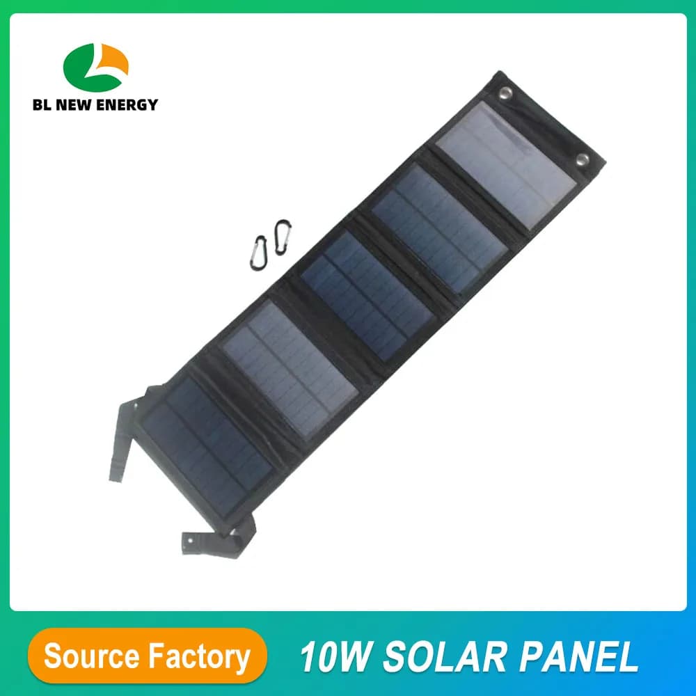 Pannello solare pieghevole portatile leggero da viaggio Borsa pieghevole ad energia solare da 10 W con caricatore USB per uso esterno iPhone