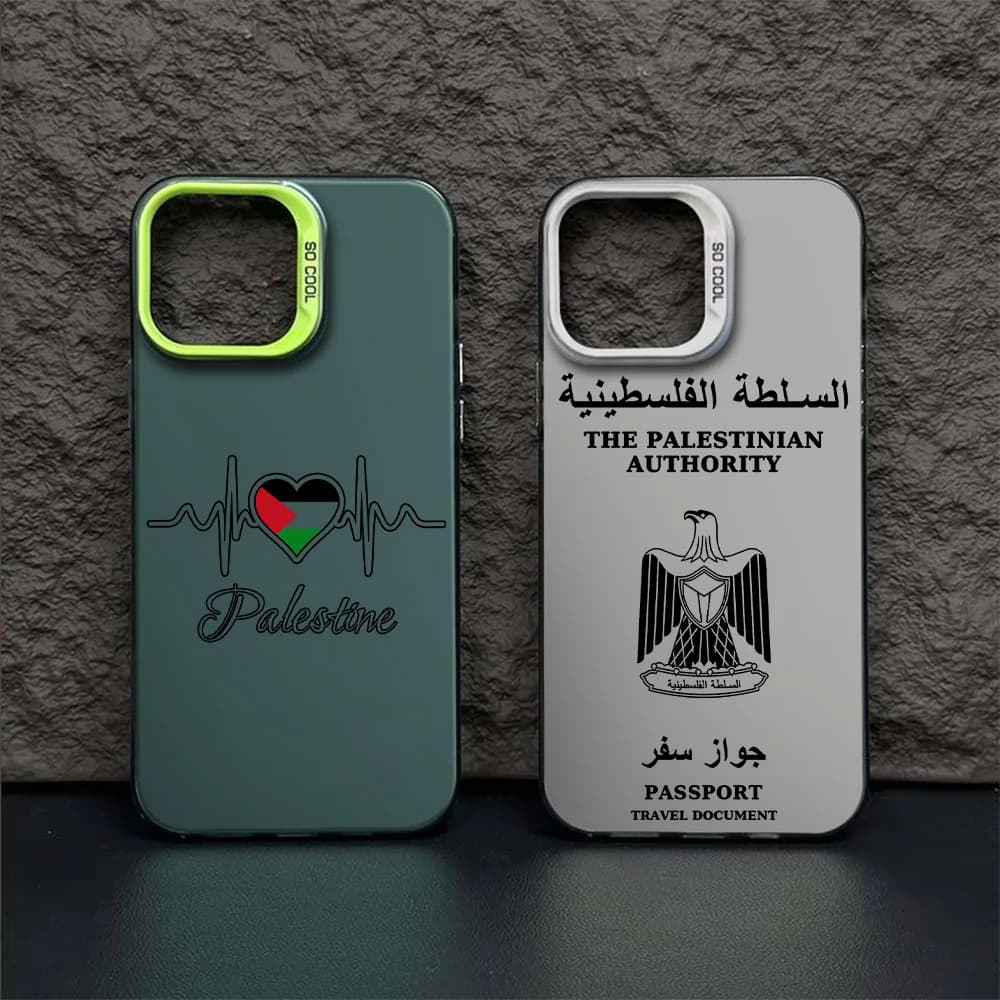 Cassa del telefono per iPhone 16e 16 15 14 13 12 11 mini Pro Max X XR XSMAX 8 7 Plus Palestina Passaporto Bandiera Mappa Anti Caduta Opaco Indietro