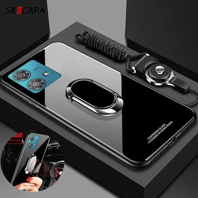 Per Motorola Moto Edge 40 Neo Edge40 Cover rigida antiurto in vetro temperato per Moto Edge 40 30 Ultra 20 Custodia con supporto ad anello magnetico