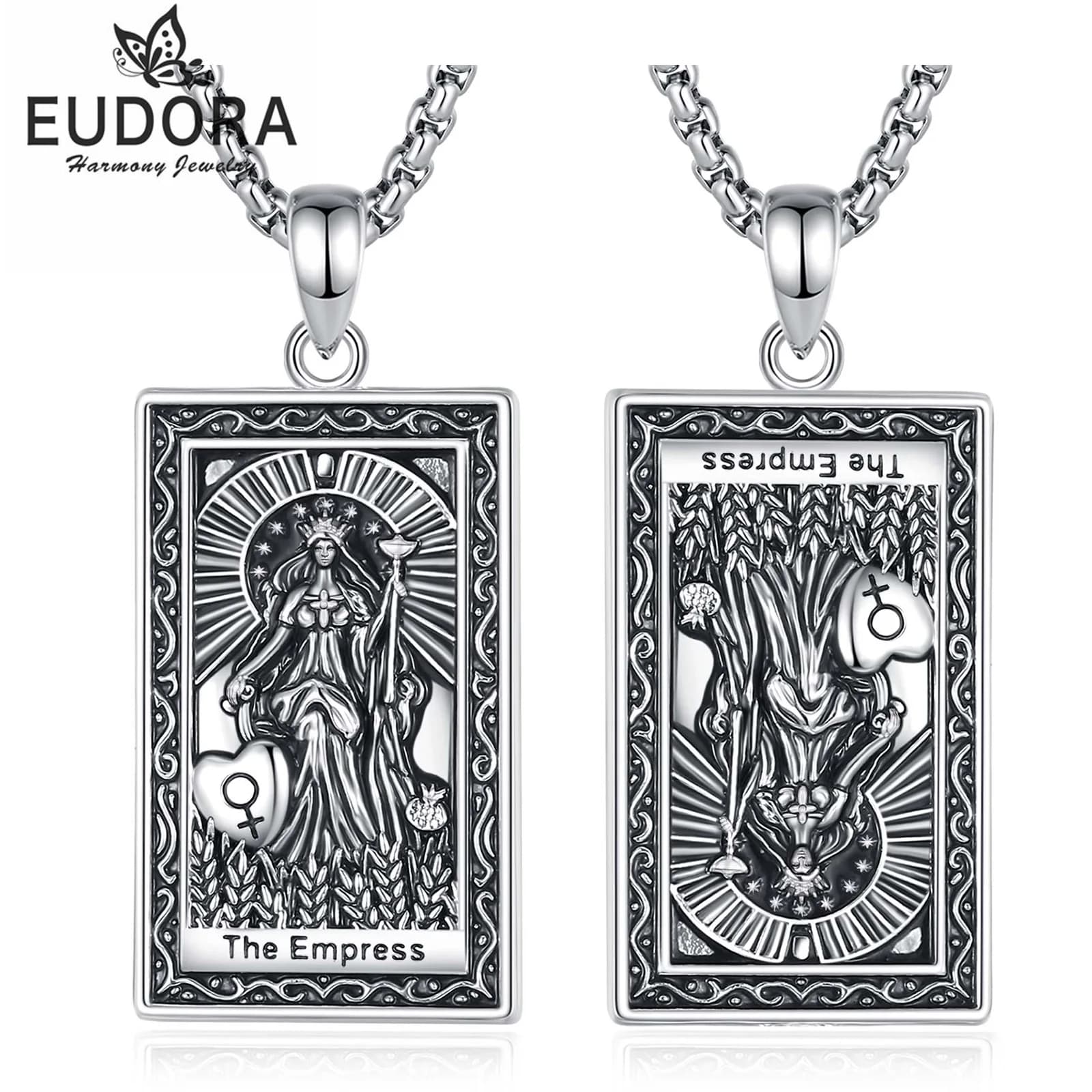 Eudora Collana di carte dei tarocchi in rame L'imperatrice Amuleto Vintage Arcana maggiore Divinazione Ciondolo Gioielli spirituali Regalo per unisex