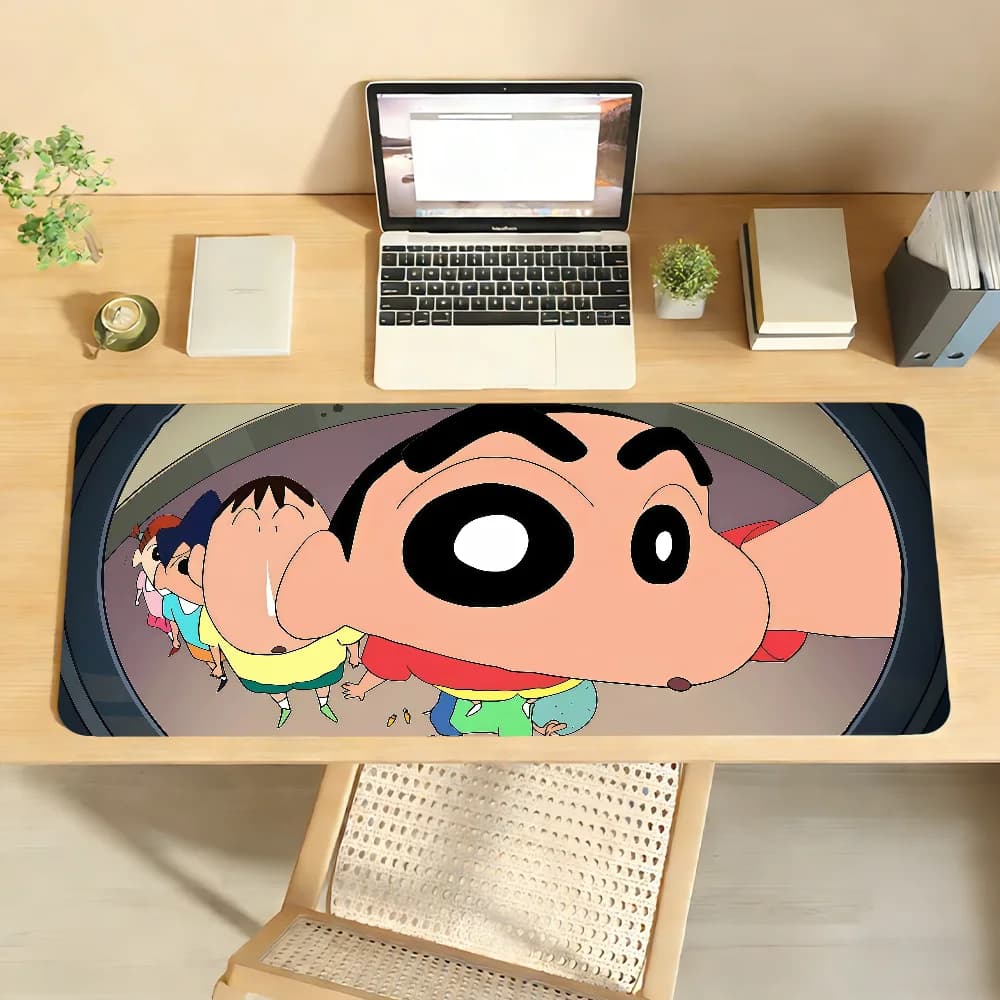 Tappetino per mouse Cartoon C-CRAYON S-SHINCHAN, antiscivolo, con bordo bloccabile, accessori per PC e laptop, in gomma, per ufficio, tastiera, grande, XXL, per giochi.
