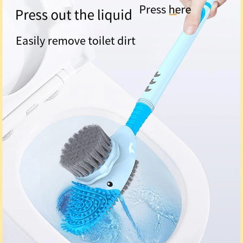 Nuova Spazzola per WC a Forma di Paperella Cartoon con Dispenser di Detergente - Spazzola con Manico Lungo per Pulizia Senza Angoli Morti