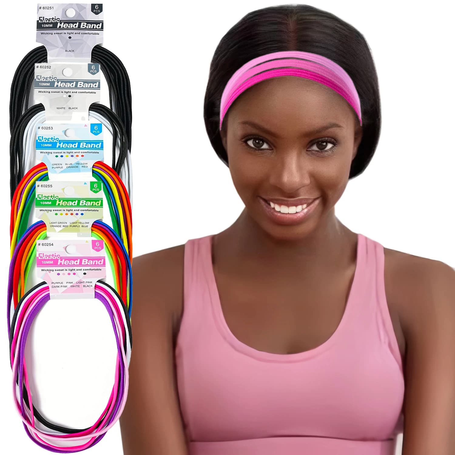 6/8 Pezzi Fascia Elastica Sottile Unisex Antiscivolo per Sport, Yoga, Calcio, Corsa, Ciclismo - Fasce per Capelli Assorbenti per Uomo e Donna