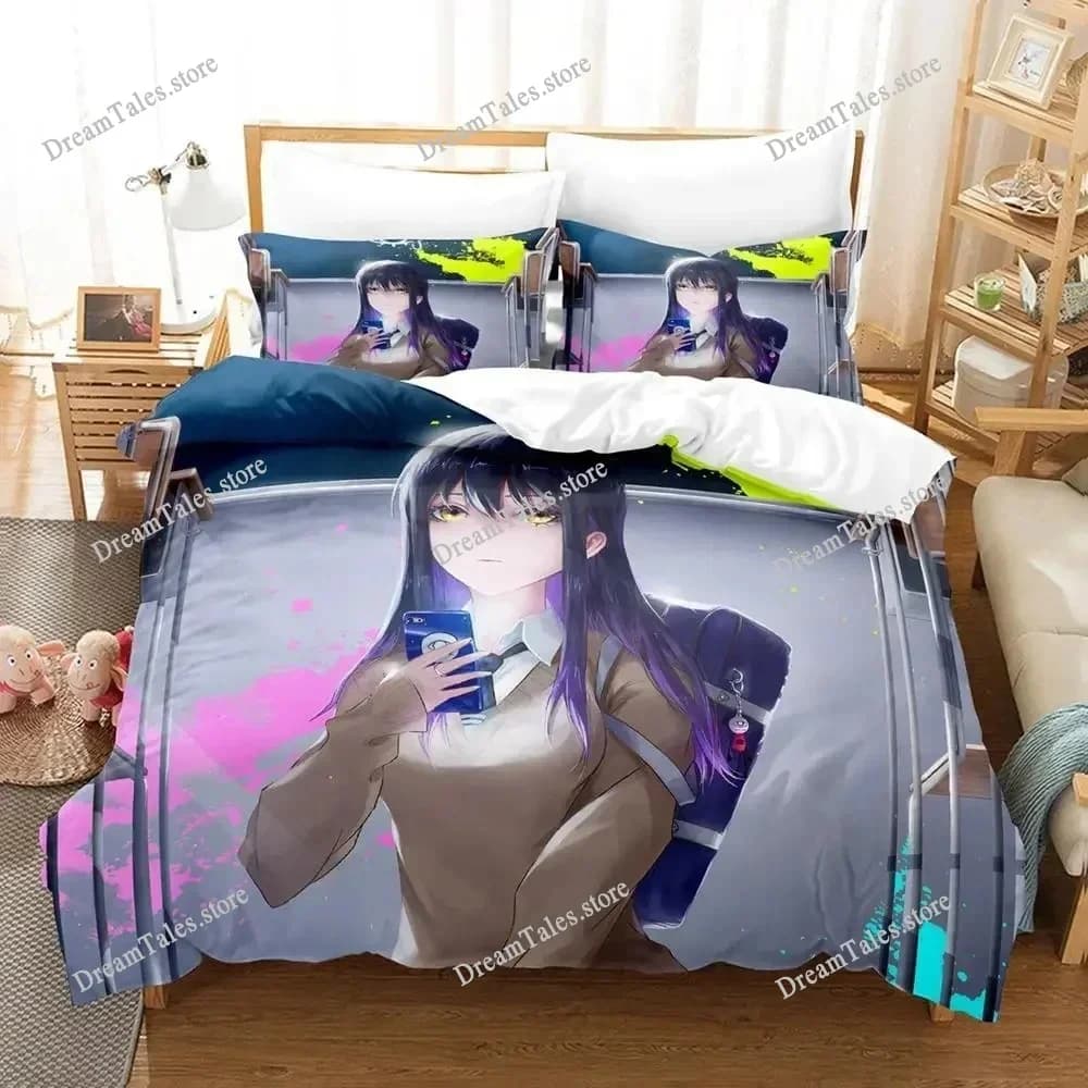 Mieruko-chan The Girl Who Can See Them Bedding Set Cartoon Anime Set Adult Kid Bedroom Duvet Cover Sets 3D Print Kawaii Anime741