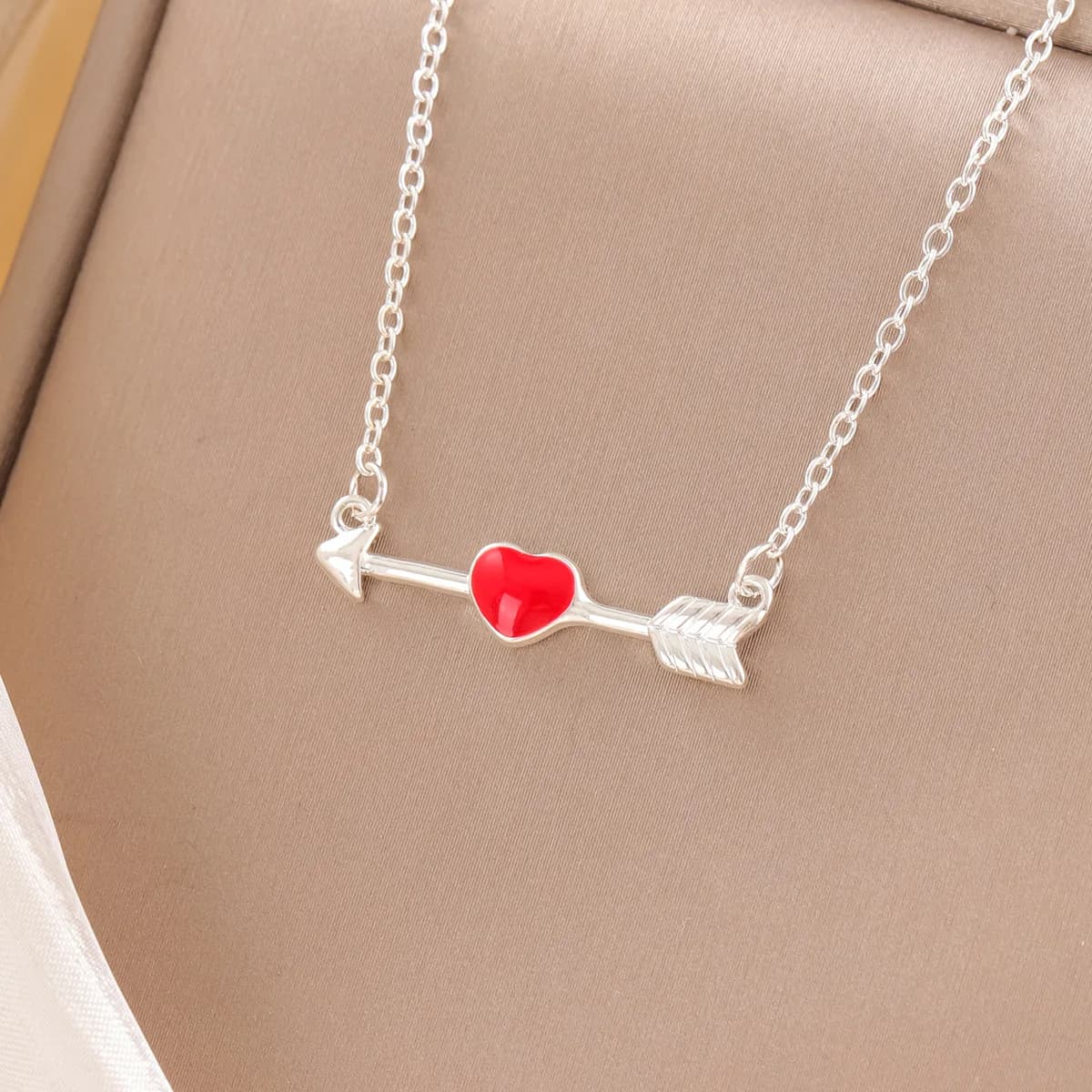 Nuova Collana Uini-Tail in Argento Sterling 925 con Cuore, Stile Coreano Semplice e Fresco, con Freccia di Cupido per Ragazze