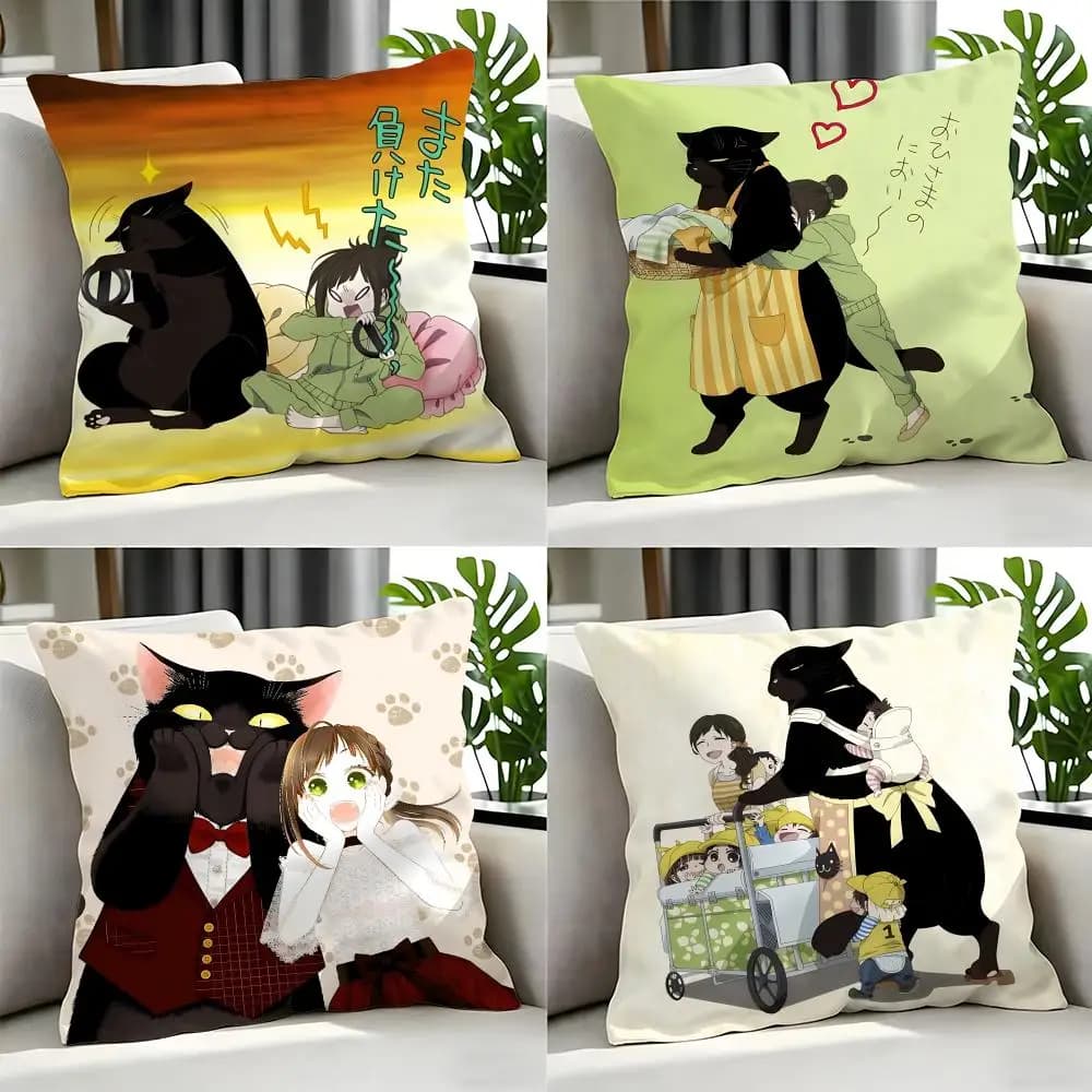 anime Neko no Kyuujitsu Cushion Cover Cushion Cover Set 4Pcs 50x50 45x45 40x40 Pillowcase Decorative Sofa Home Decor