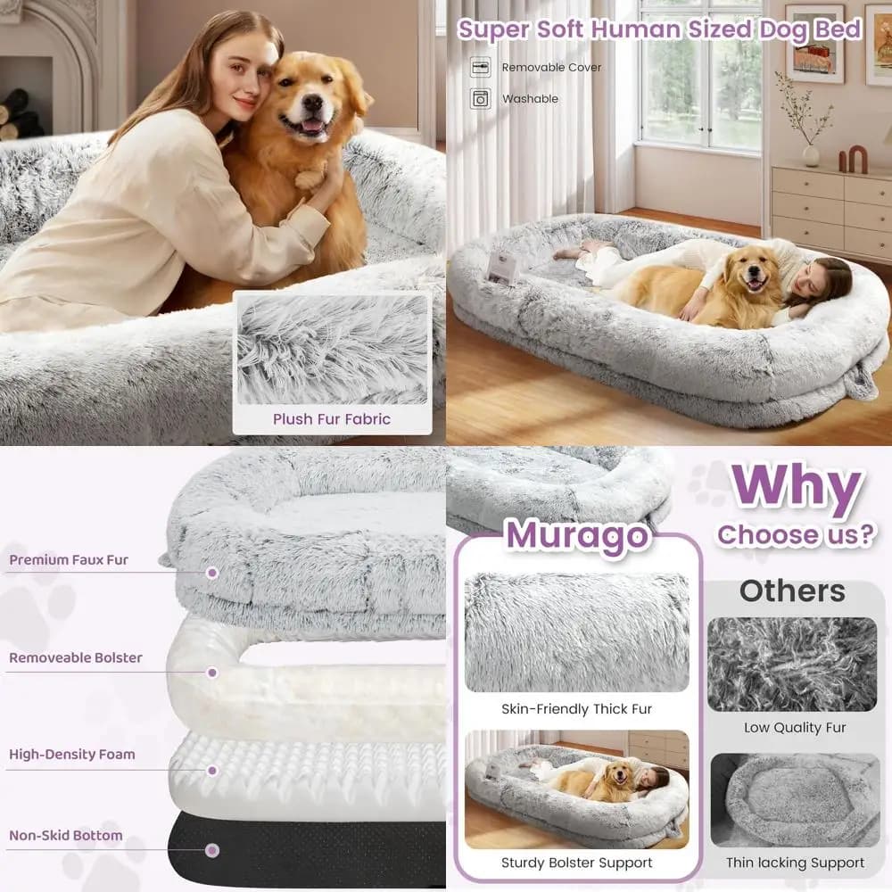 Cuccia Ortopedica Grande per Cani, 75x43x10 Pollici, Impermeabile e con Rivestimento Rimovibile Lavabile, Comodo Lettino per Persone e Animali Domestici, Leggero