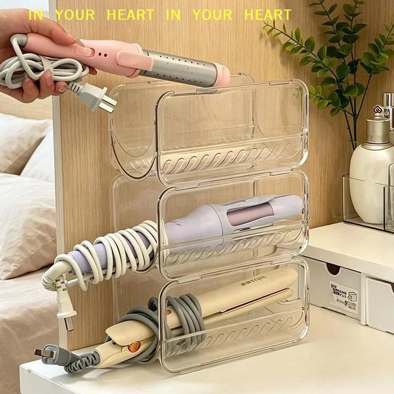 【X】Clear Multi Slot Stackable Hair Styling Tool Storage Rack Curling Iron Straightener Holder for Bathroom Wall Mount