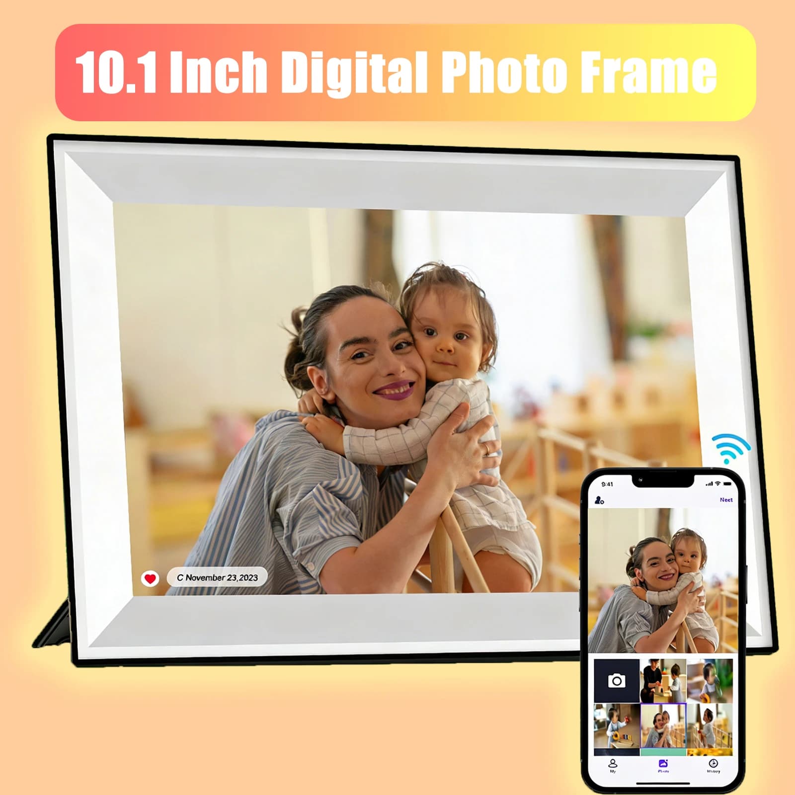 Uhale 10.1 Inch Digital Photo Frame Touch Screen Smart Digital Picture Frame with 32GB Built-in Memory 1280x800 HD Auto-Rotate