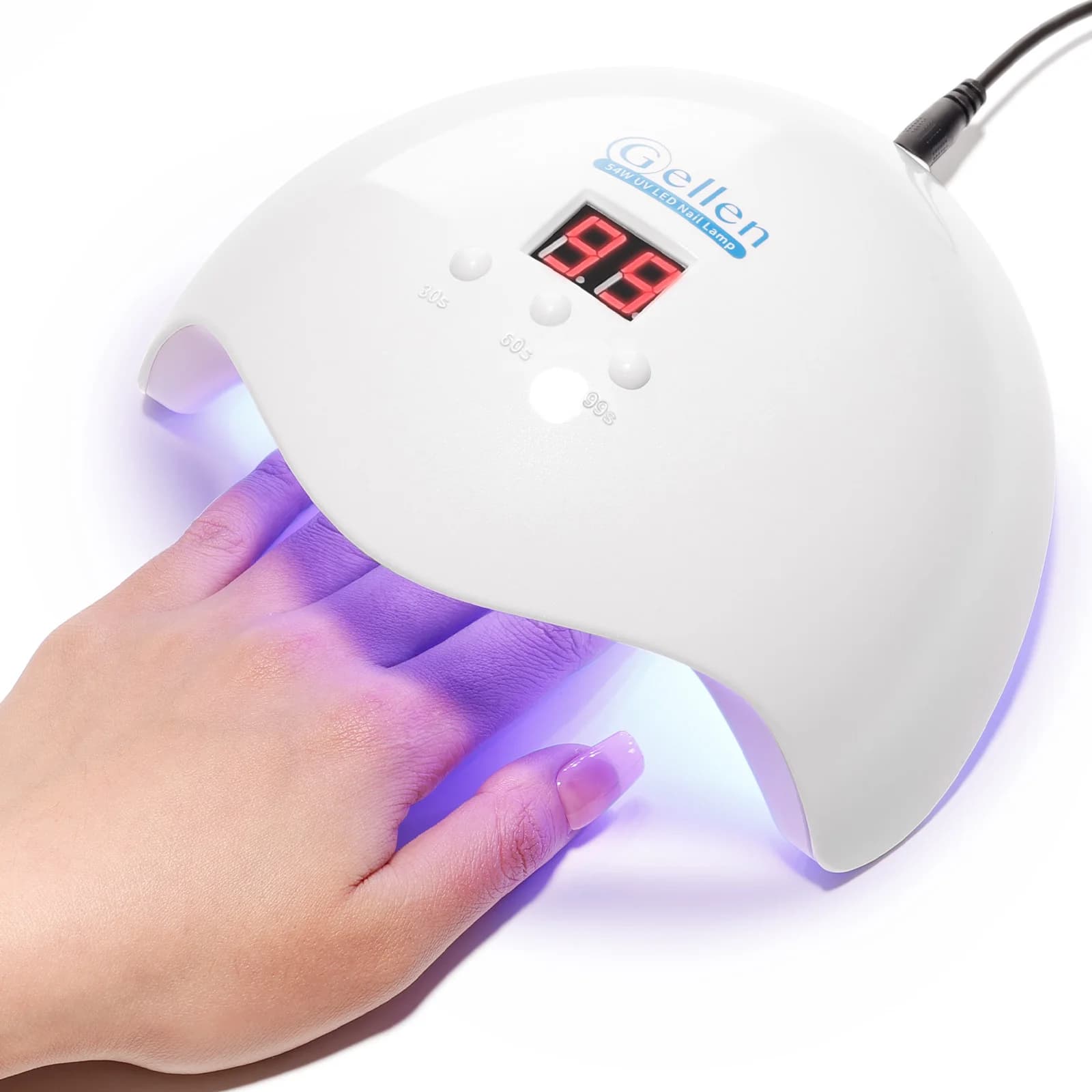 Lampada UV LED per Unghie GELLEN 54W, Professionale con Sensore Automatico, Display LCD, 18 LED, Asciugatura Rapida per Smalto Gel, Macchina per Nail Art da Salone