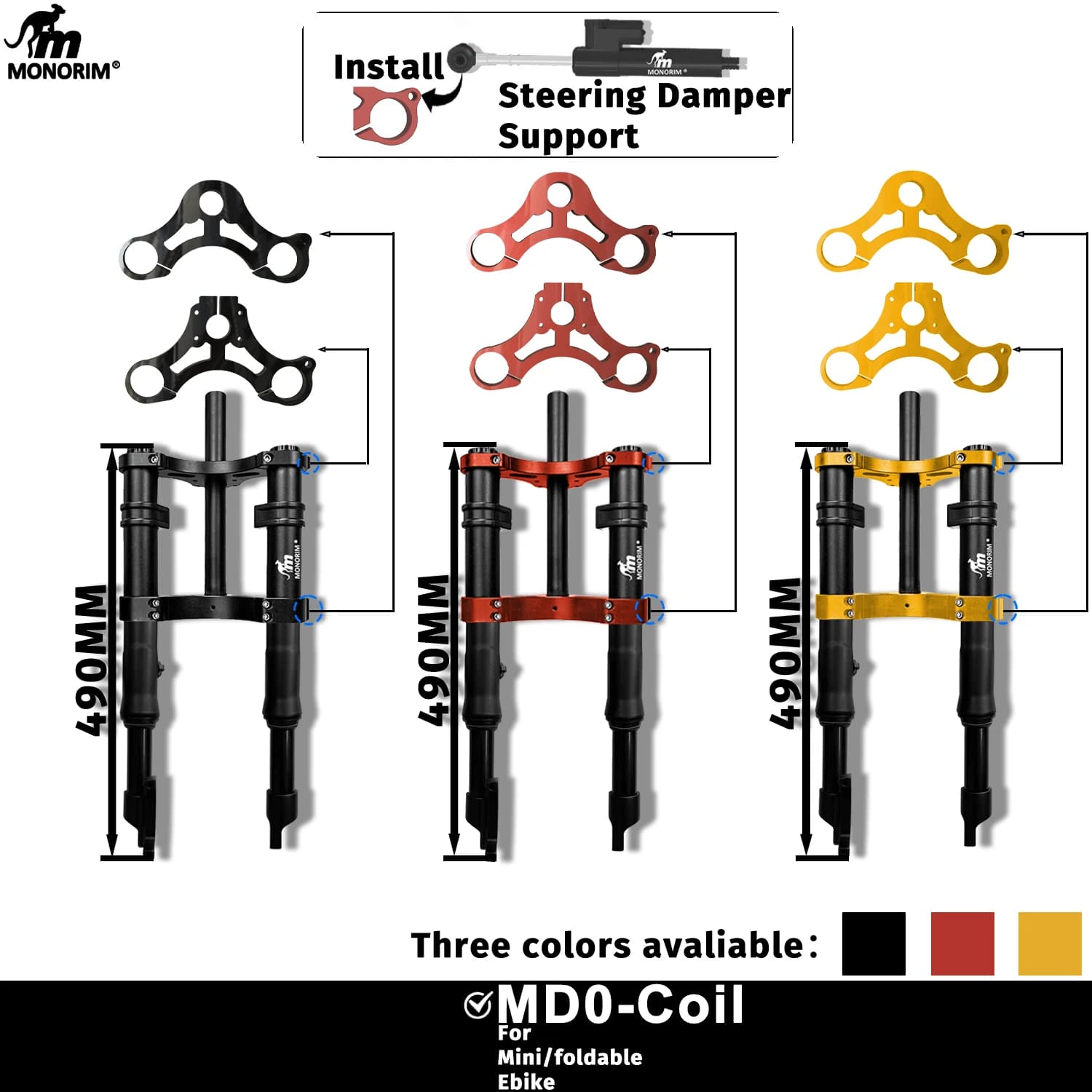 Kit di Modifica Sospensione Anteriore Monorim Minibike MD0 Sospensione a Molla/Aria 490mm/12 Pollici Compatibile con Fiddo DYU Kugoo Jetson Bolt
