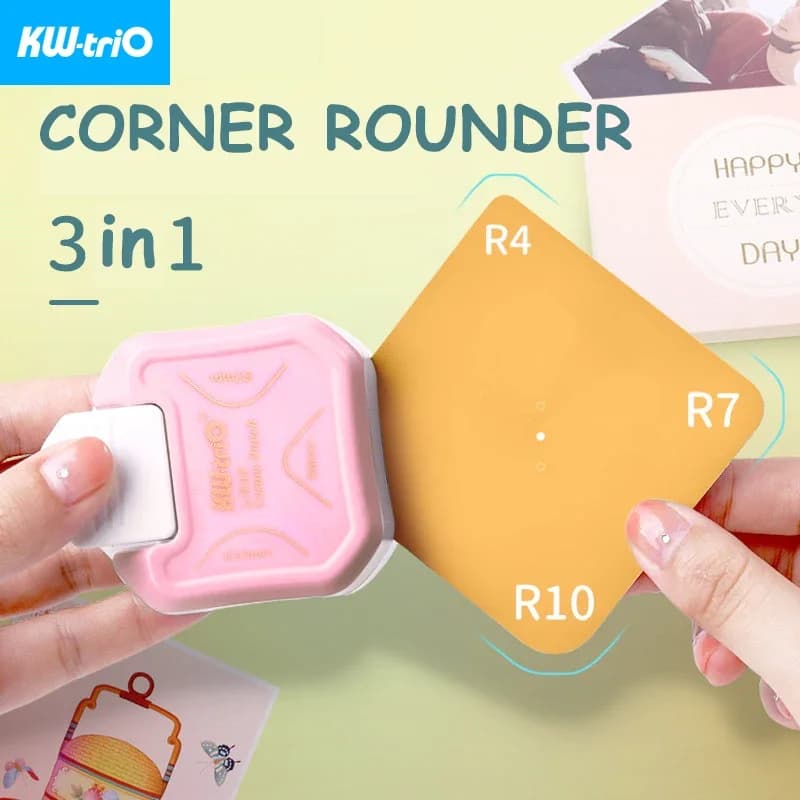 Punzoni per bordi arrotondati angolari 3 in 1 per Scrapbooking Mini taglierina per angoli fai da te R4/R7/R10mm Trimmer circolare Punch Forniture per ufficio