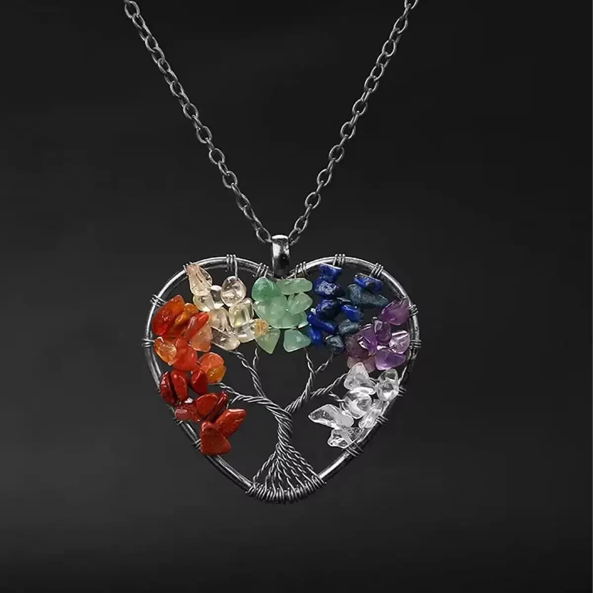 7 Chakra Quartz Natural Stone Tree of Life collana con ciondolo a pendolo per le donne Healing Crystal collane pendenti gioielli Reiki