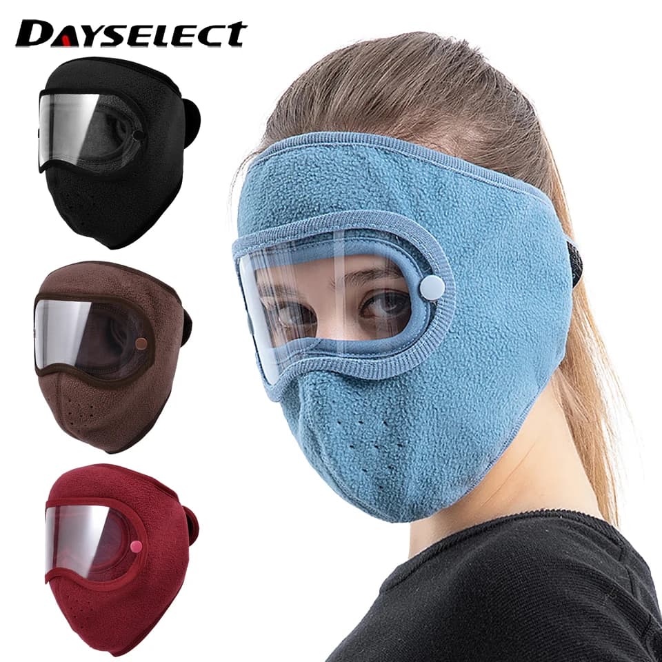 Berretto visiera invernale in pile con occhiali antiappannamento antivento caldo sci ciclismo maschera traspirante sport all'aria aperta passamontagna unisex