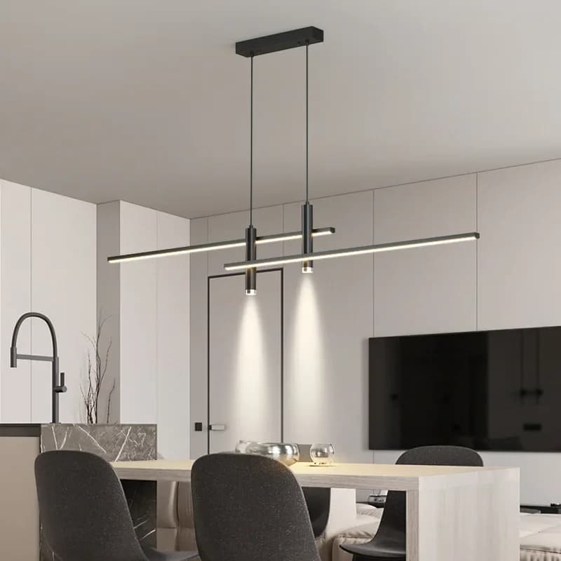 Moderno lampadario da tavolo da pranzo a Led oro nero minimalista per cucina sala da pranzo lampada a sospensione decorazioni per la casa illuminazione apparecchio di lucentezza