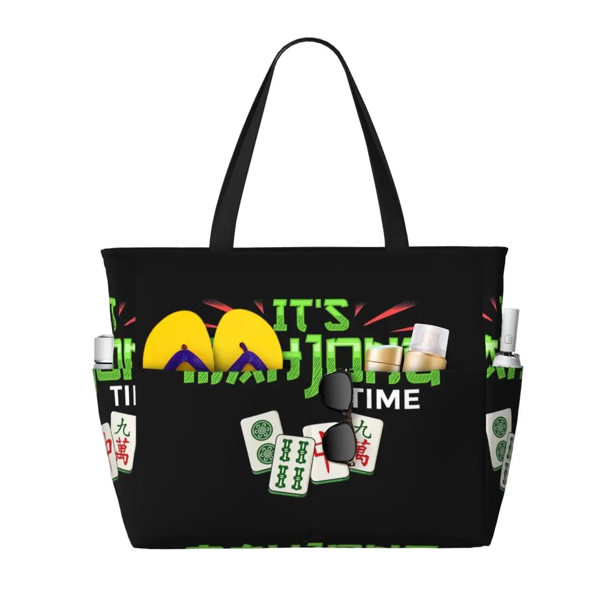 Mahjong Gioco Mah Jongg Giocatore online Piastrelle Borsa da spiaggia Borsa sportiva Palestra Yoga Borsone Borsa grande da donna Borsa da viaggio Borsa da fitness