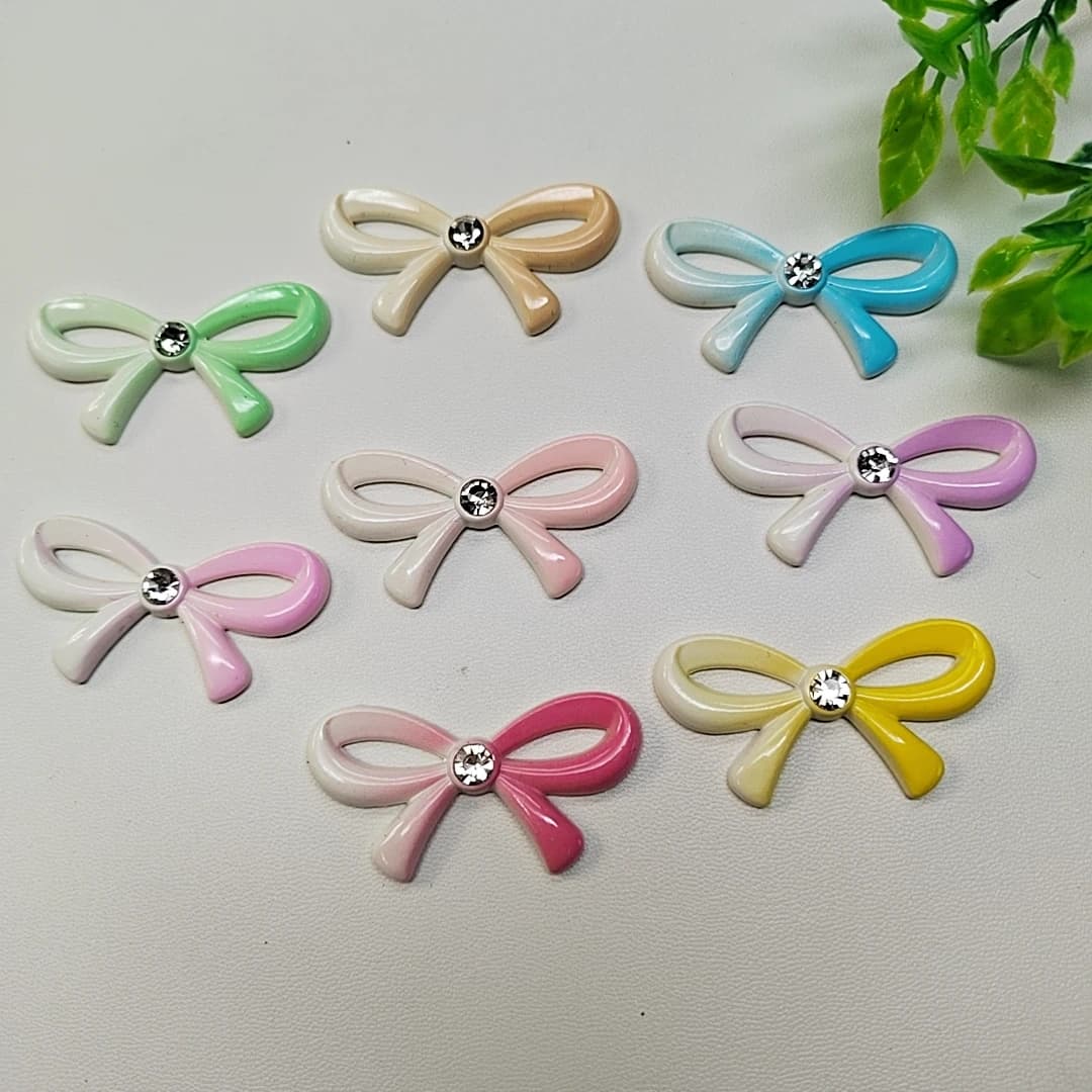 Colorful rhinestone bowknot resin cabochon flat back figurines hair clip DIY crafts supplies furniture