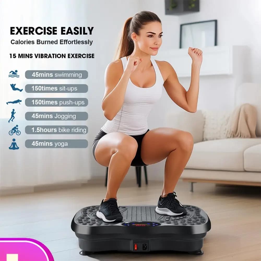 Fat Shaking Machine Bluetooth-Compatible Vibration Plate Exercise Machine Adjustable Speed Workout Vibrate Stand for Weight Loss