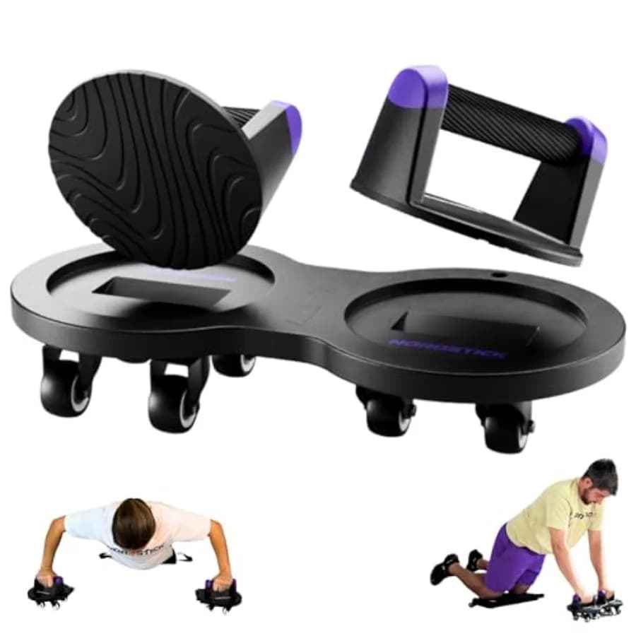 Home Training Device with EVA Foam Core Training System, Black Handles for Flessions, Multifunctional Roller for Abdominals and Slider for Abdominal