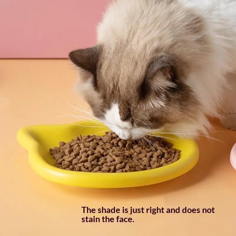 Pastel Color Cat Shaped Pet Feeding Bowl 1Pcs Non Slip Design Cute Animal Feeder For Indoor Cats Daily Food Eating Supply