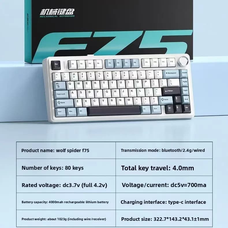 Aula F75 Gasket Mechanical Keyboard 75% Wireless Hot Swappable Bluetooth RGB Gaming BT/2.4GHz/USB-C RGB pc keyboards teclado