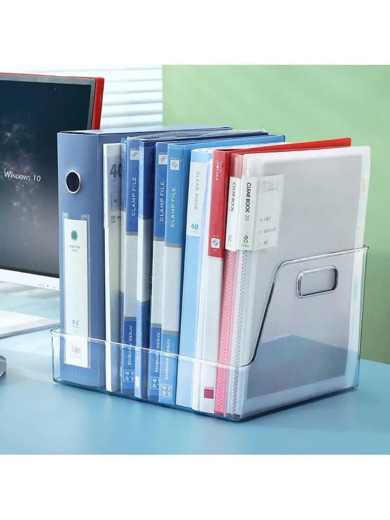 Organizzatore da Scrivania Trasparente Creativo Portatile per Carta A4, Scatola Portaoggetti per Forniture da Ufficio, Portadocumenti, Accessori per Scrivania