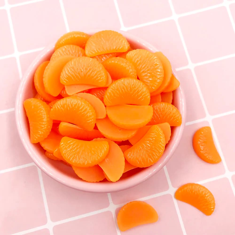 50pcs/lot Artificial Miniature Orange Petals Resin Cabochon Flatback Simulation Fruit DIY Scrapbooking Decoration Craft 12*20mm