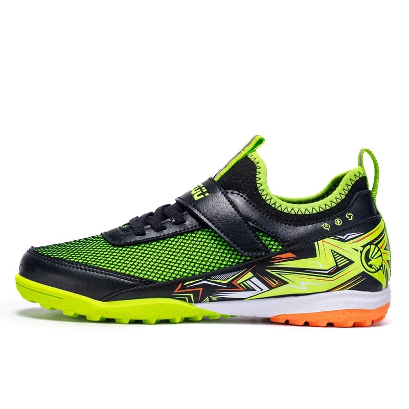 Kids' football boots, breathable mesh upper with adjustable velcro straps, youth turf cleats，boys and girls