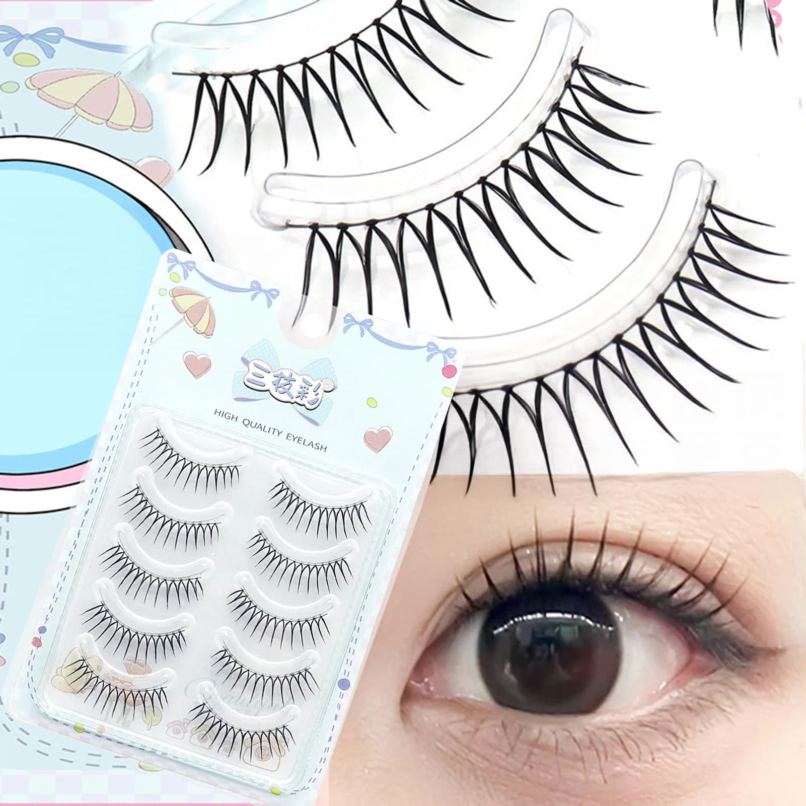 Ciglia finte a forma di U Idols, trucco occhi naturale e perfetto, ciglia finte in stile coreano per donne e ragazze, per ingrandire naturalmente gli occhi