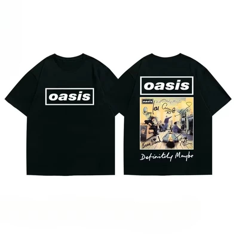 T-shirt Oversize Unisex Stile Britannico Rock Band Oasis 2026 Nuova Collezione Popolare per Uomo e Donna, Adatta a Tutte le Stagioni