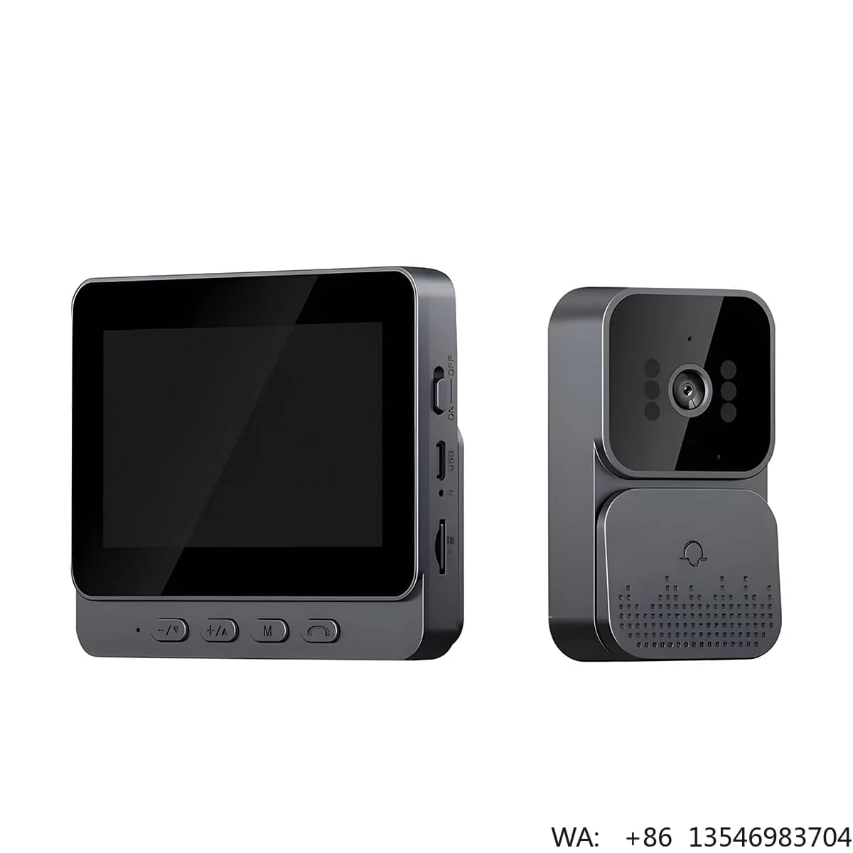 Campanello Video Intelligente Wireless con Visione Notturna, Telecamera per Porta con Audio Bidirezionale, Monitor di Sicurezza Domestica