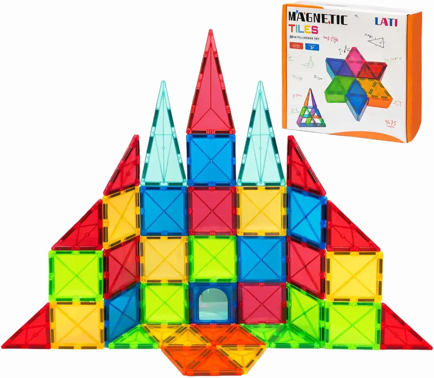 Set di Piastrelle Magnetiche per Bambini, Blocchi di Costruzione STEM per l'Apprendimento Precoce, Gioco di Costruzione 3D e 2D, Regalo per Bambini dai 3 ai 6 Anni