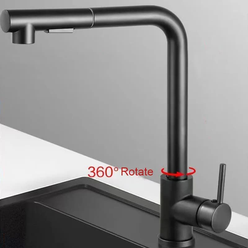 Kitchen Sink Faucet Pull Out Flexible 2 Modes Stream & Sprayer Nozzle Faucets G3/8 Stainless Steel Hot Cold Wate Mixer Tap Deck