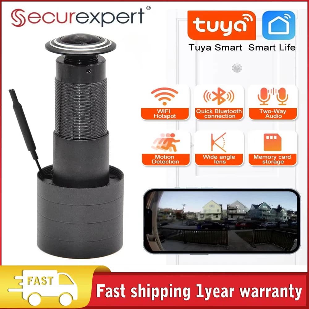 1080P HD Spioncino Porta Wifi Telecamera Tuya Smart Home Wireless Monitor di Sorveglianza di Sicurezza Visione Notturna Elettrica Registrazione Remota