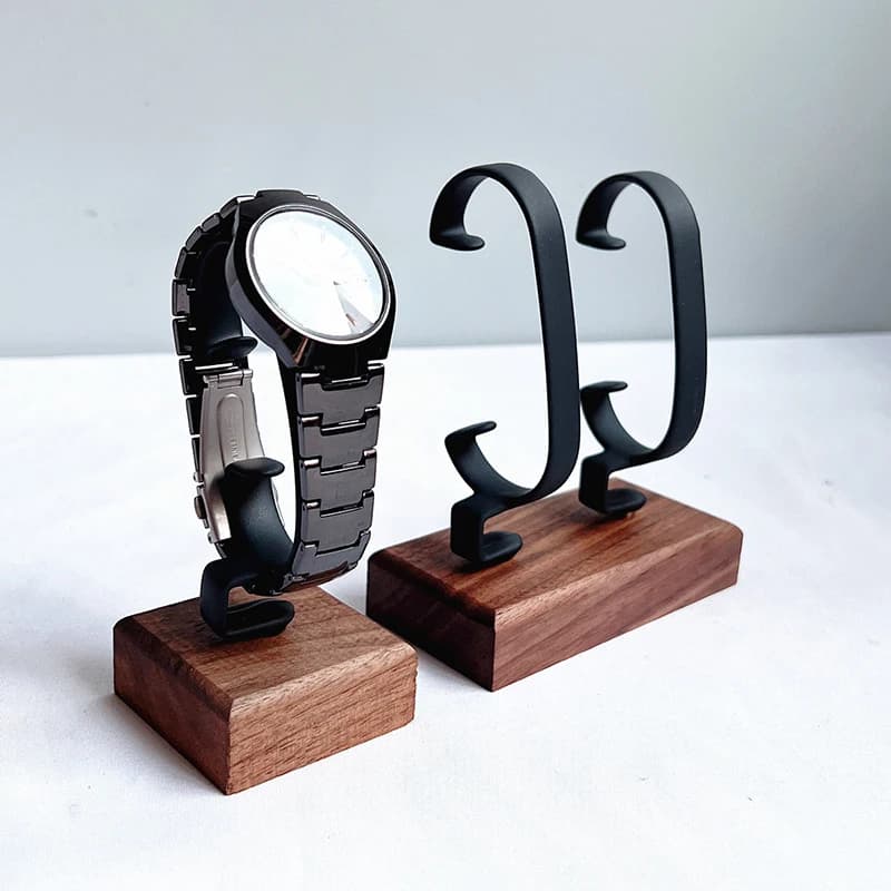 Wooden C-Shaped Watch Holder Jewelry Organizer Display Stand For Bracelet Ring Earring Watch Display Solidwood Watch Stand