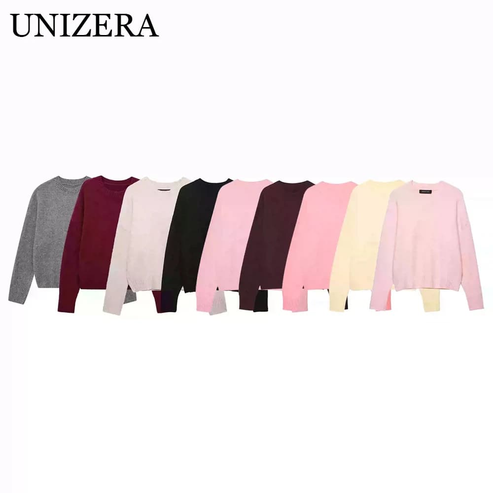 Autunno nuova moda femminile in stile europeo e americano, top maglione lavorato a maglia morbido semplice e versatile