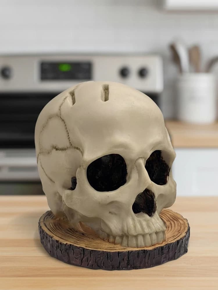 Portacoltelli a Forma di Teschio in Resina, Supporto Creativo per Coltelli da Frutta, Decorazione per Feste di Halloween