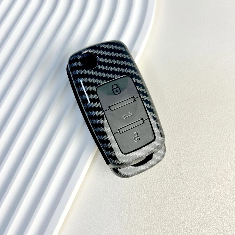 ABS in fibra di carbonio Car Key Case Cover Shell per VW Volkswagen Polo Golf Passat Beetle Tiguan Seat Leon Altea Skoda Octavia Kodiaq