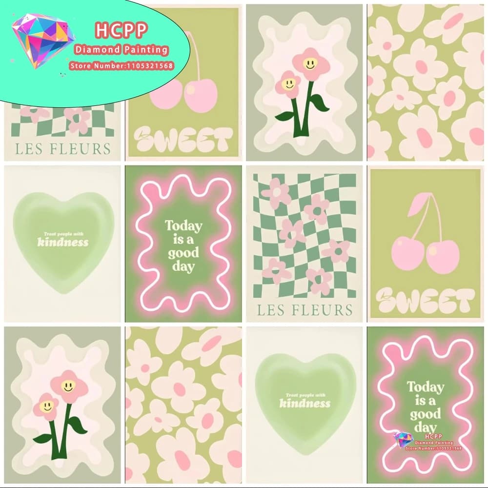 Kit Pittura Diamante Cuore Verde Boho, Diamanti Quadrati e Rotondi 5D, Mosaico Fai da Te, Arte Artigianale, Regalo Unico ed Esclusivo, Decorazione per la Casa