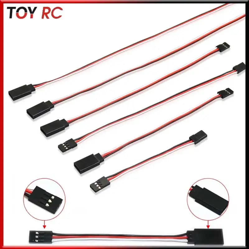 10 Pezzi Cavo di Prolunga per Servo RC 100mm/150mm/200mm/300mm/500mm, Cavo Elettrico JR per Elicottero RC e Drone RC