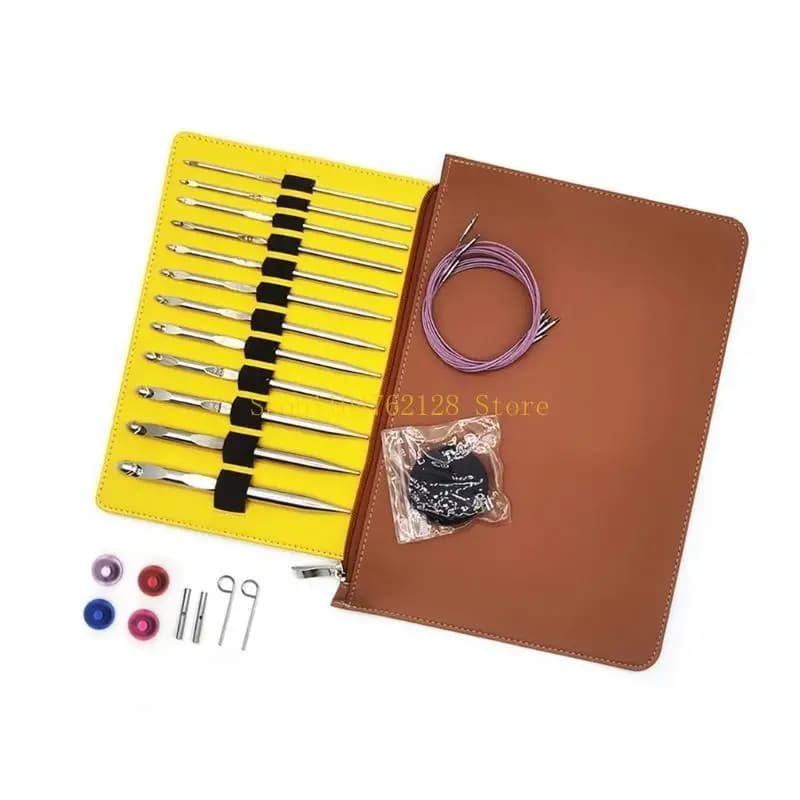 Uncinetto afgano in acciaio inossidabile da 12 pezzi con custodia in pelle per maglieria tessitura 3.0mm-10mm da maglia