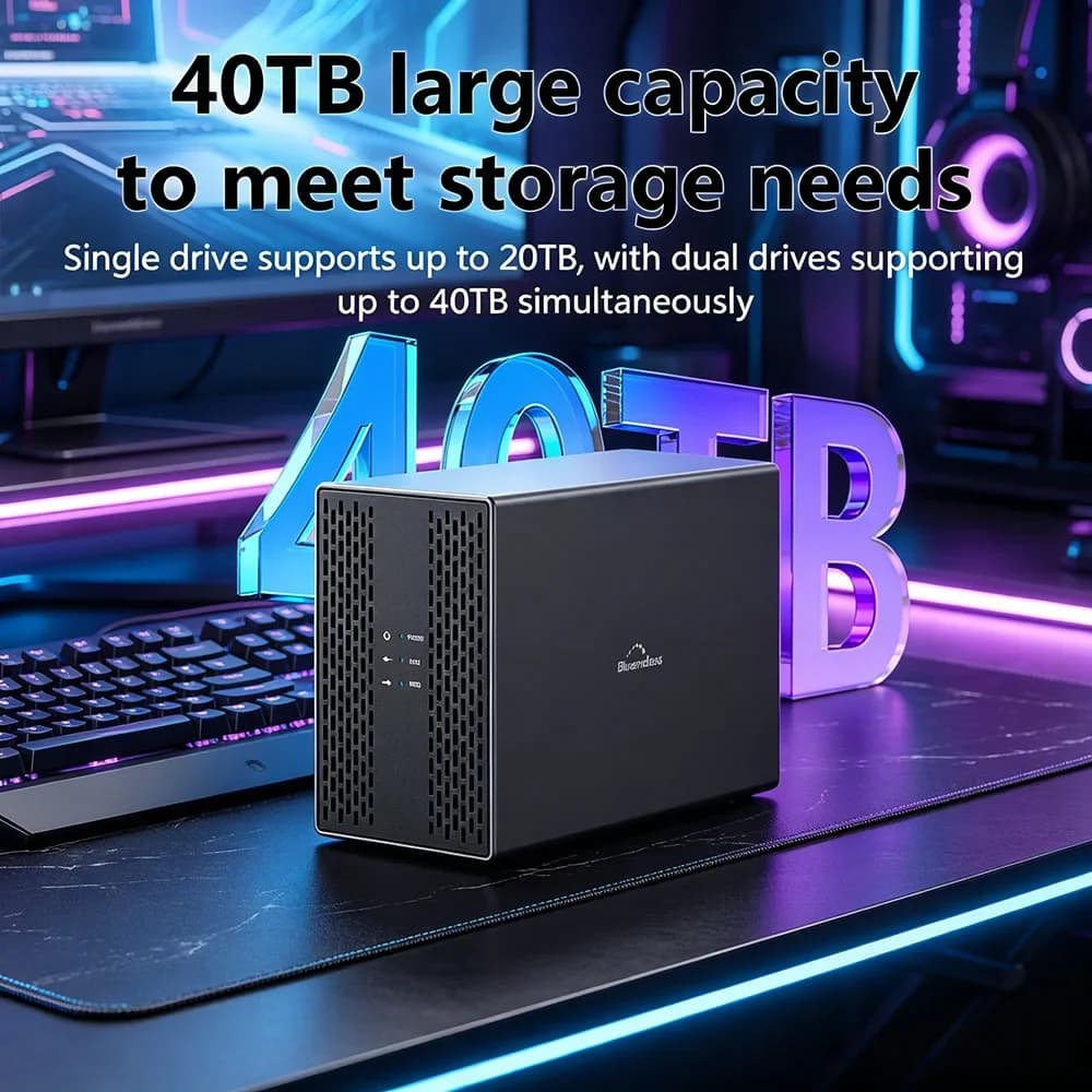 Box esterno di fascia alta per doppio disco rigido USB 3.0 con dissipazione del calore, doppio alloggiamento per HDD/SSD da 3,5 pollici, case server SATA